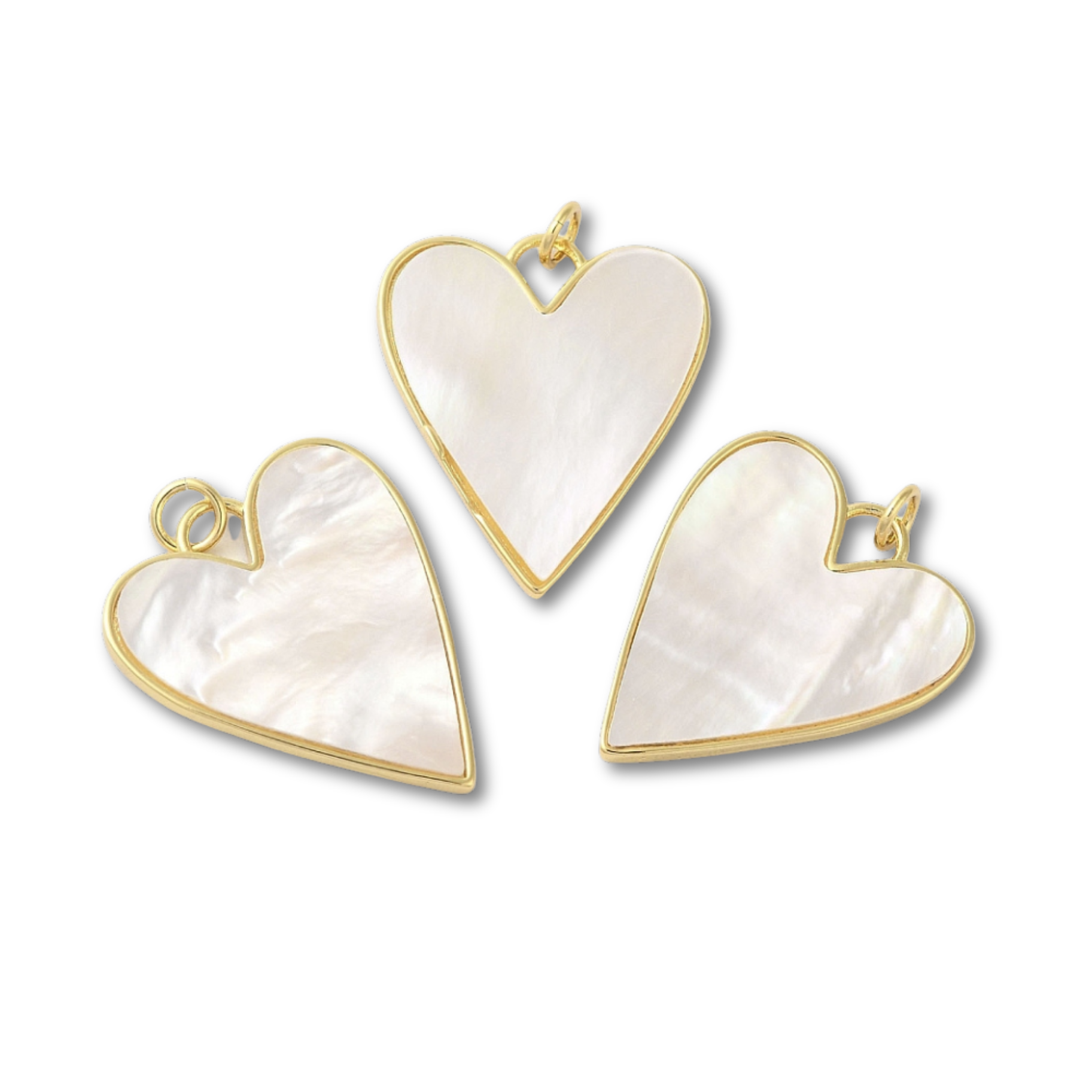 18k Gold Plated Brass Mother of Pearl Heart Charm