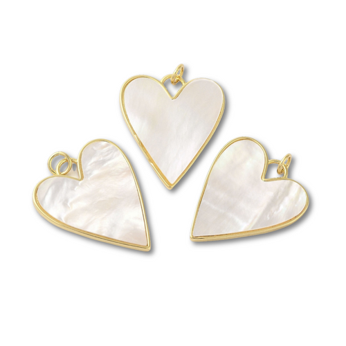 18k Gold Plated Brass Mother of Pearl Heart Charm
