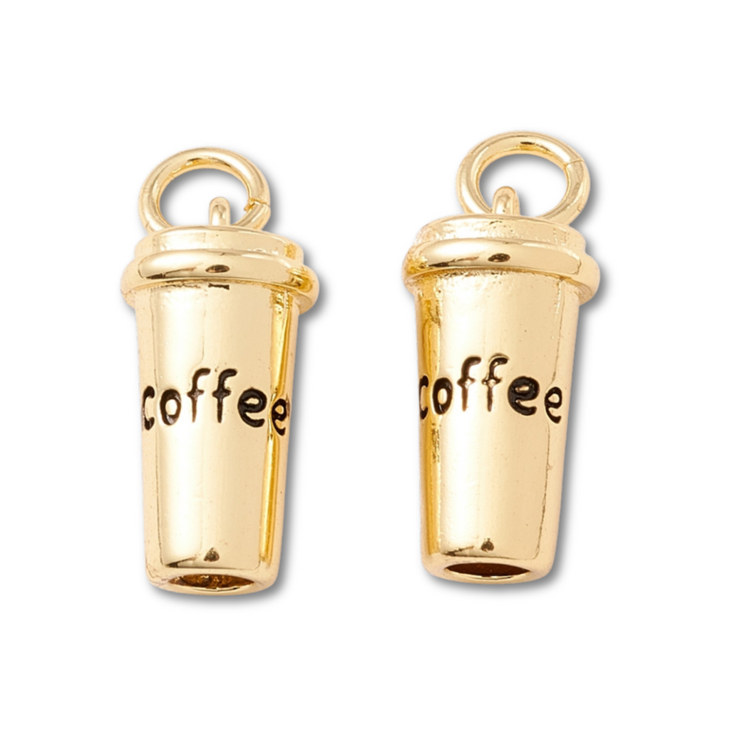 18k Gold Plated Brass Coffee Cup Charm