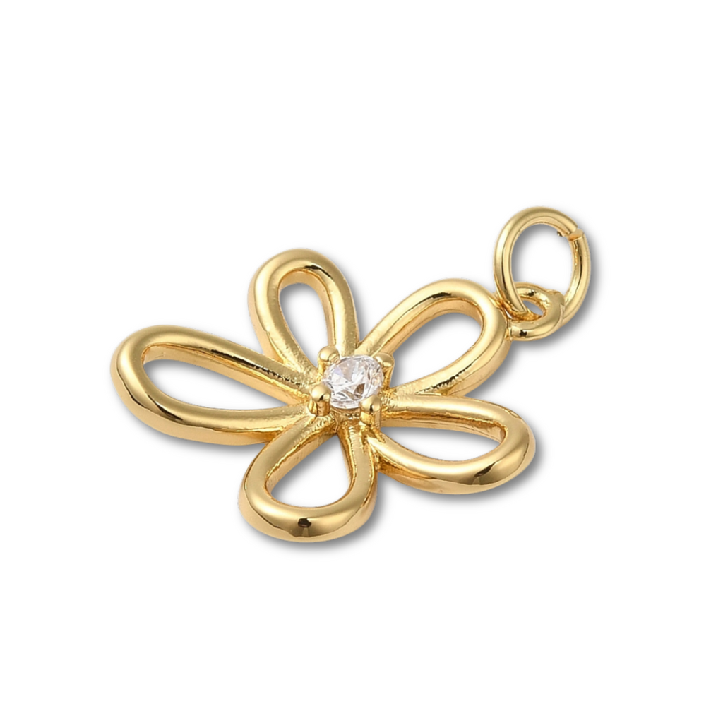 18k Gold Plated Brass Flower Charm