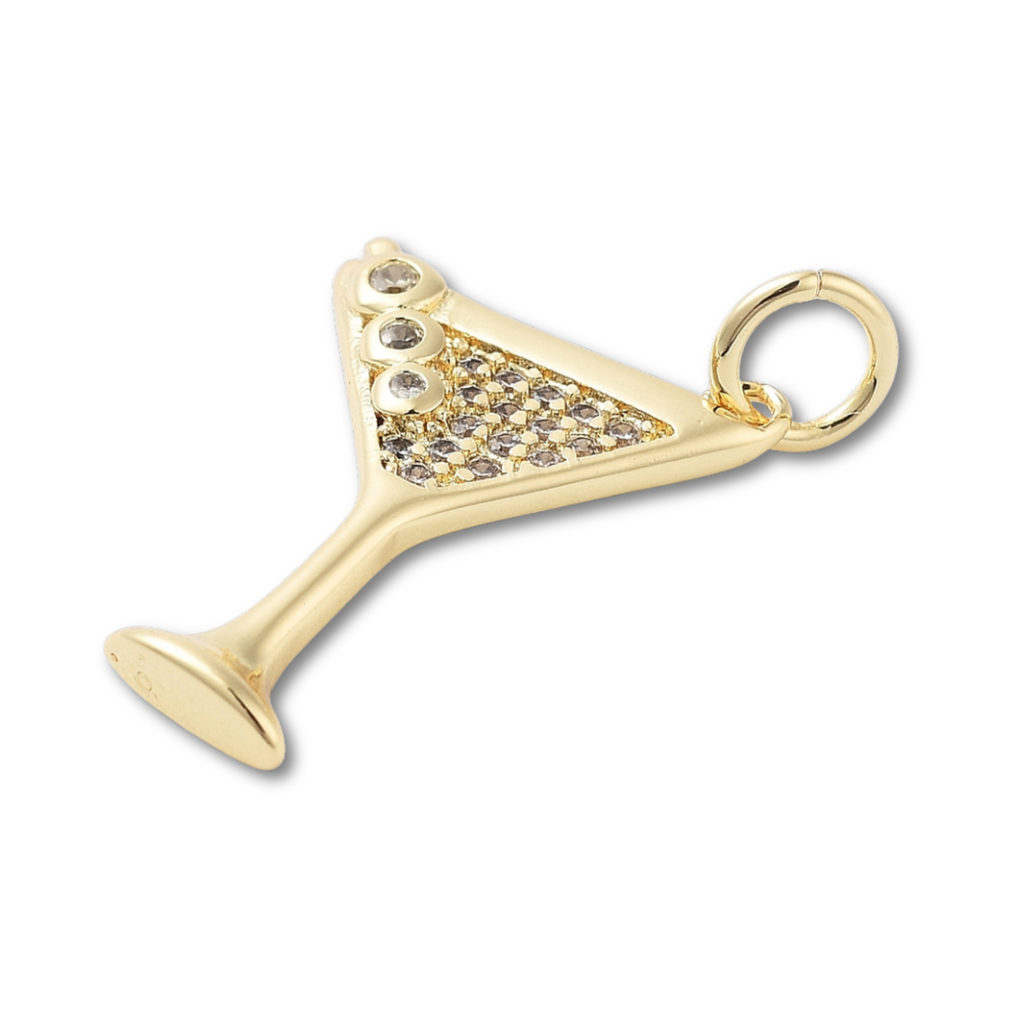 18k Gold Plated Brass Martini Charm