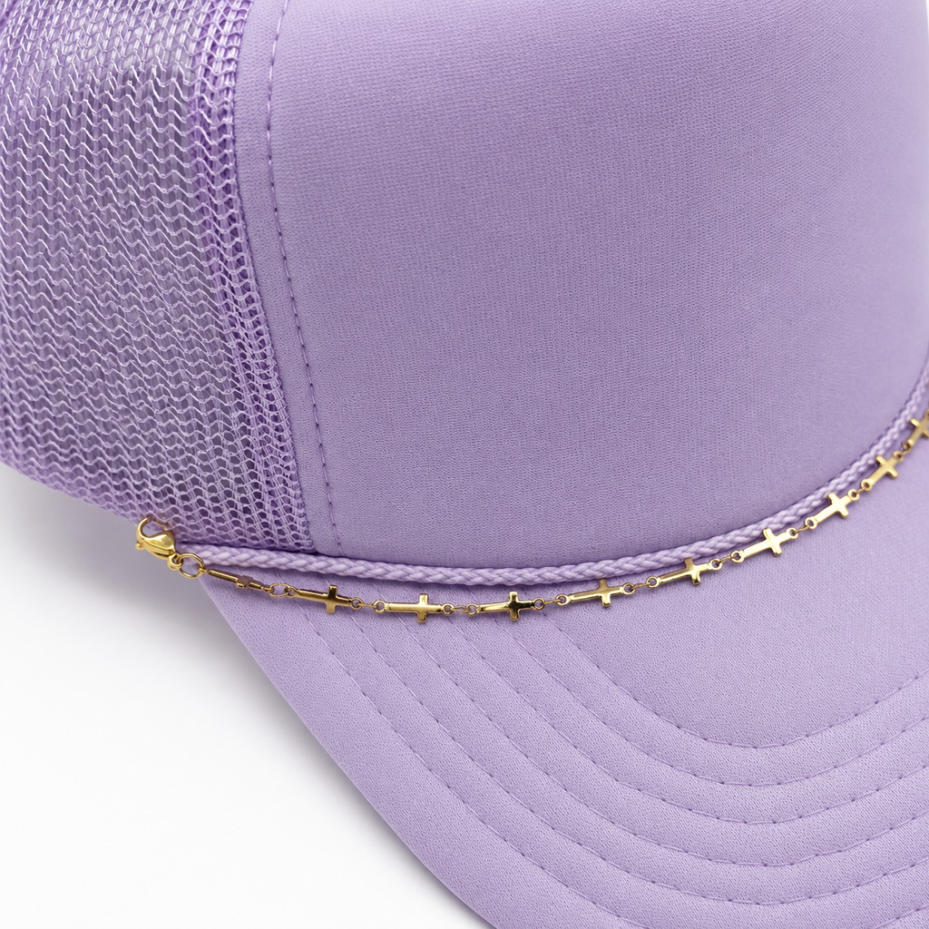 Cross Chain Gold Trucker Hat Chain