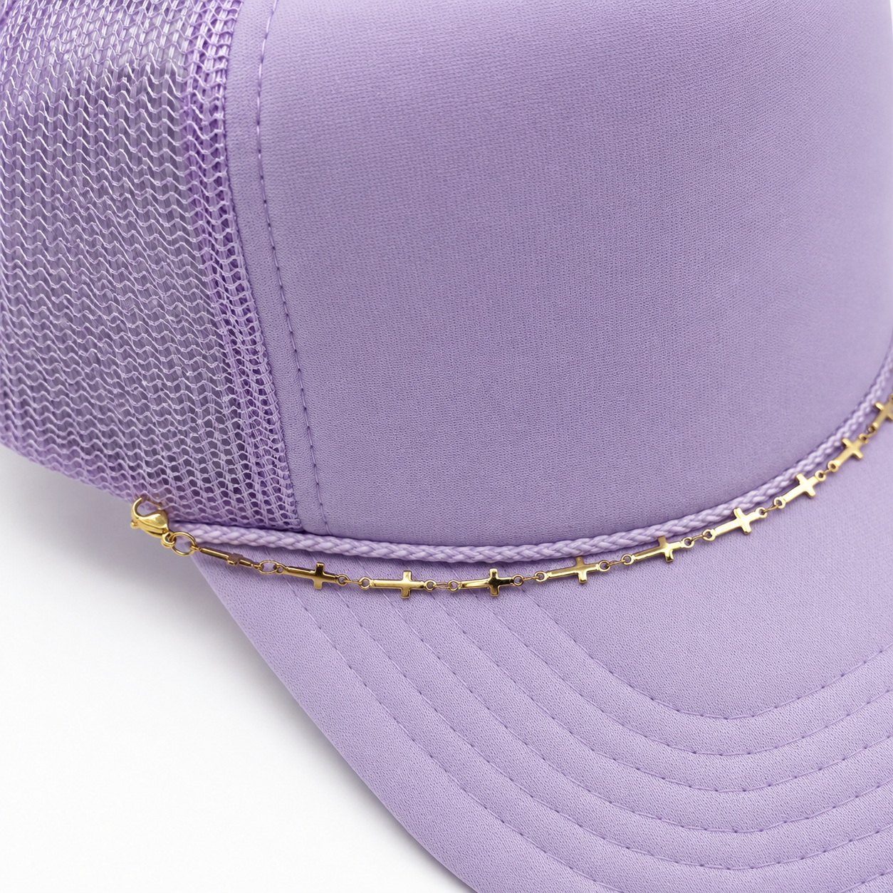 Cross Chain Gold Trucker Hat Chain