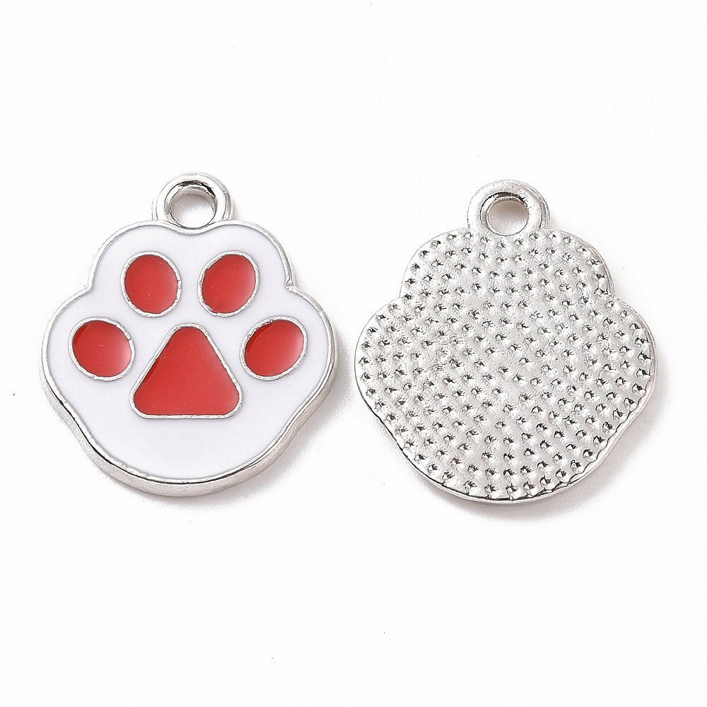Silver Alloy Assorted Cat Paw Charm