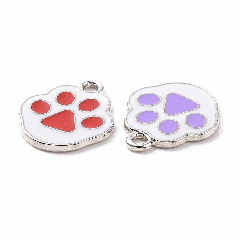 Silver Alloy Assorted Cat Paw Charm