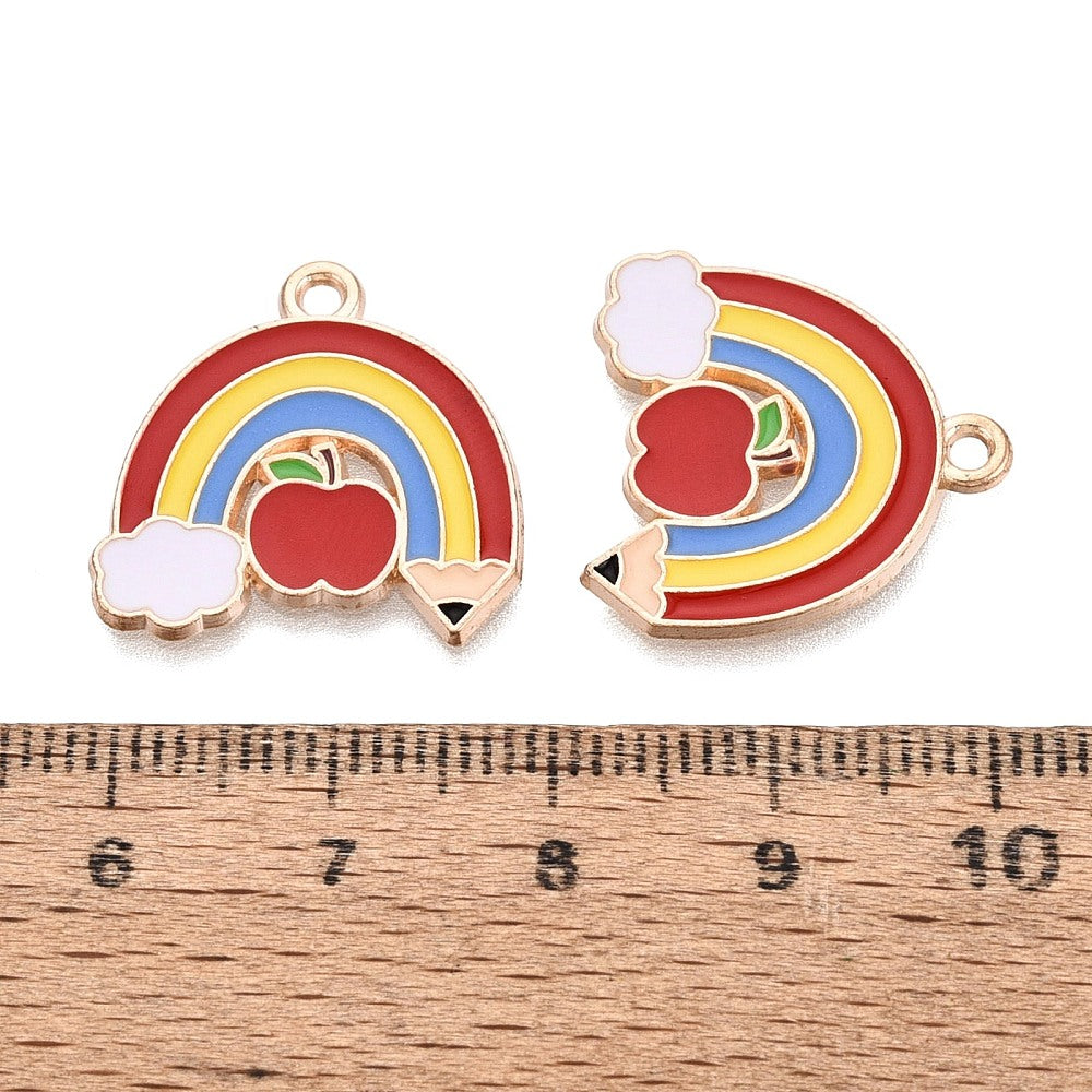 Gold Alloy Rainbow Pencil Charm