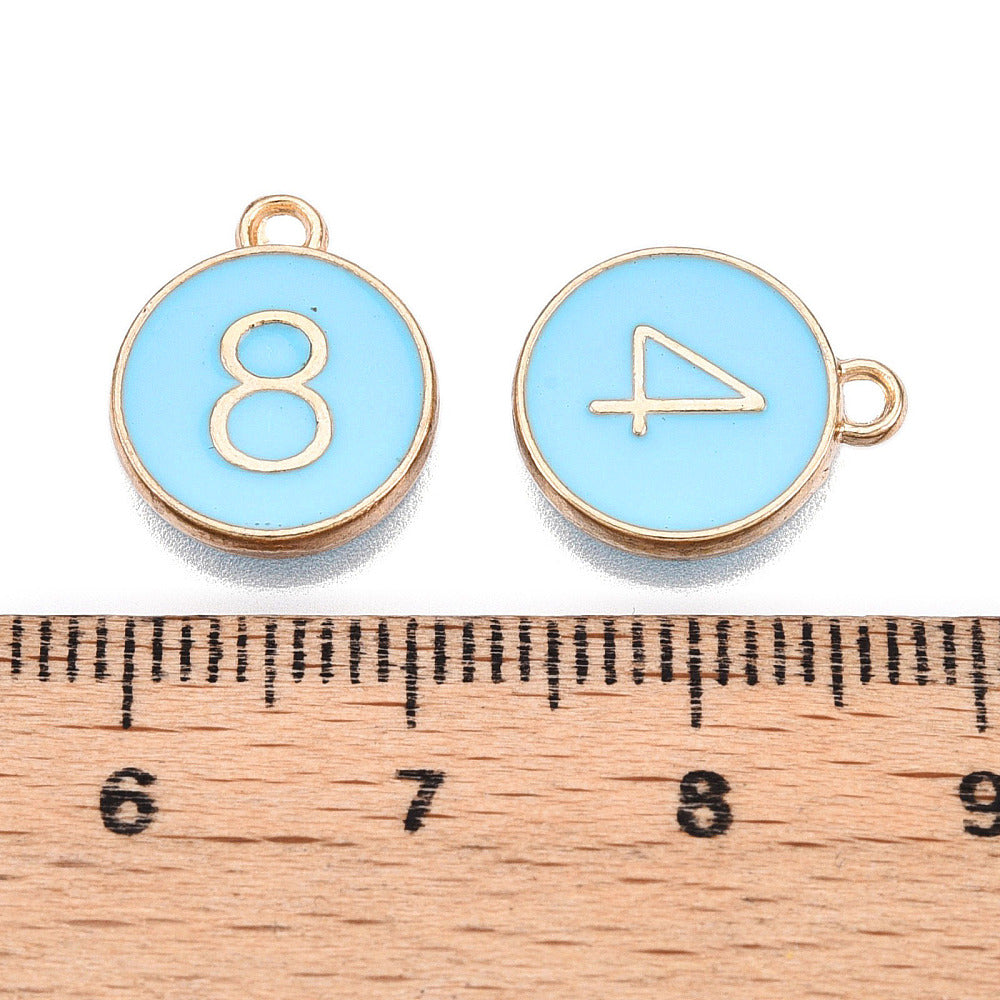 Gold Alloy Blue Number Charm Full Set