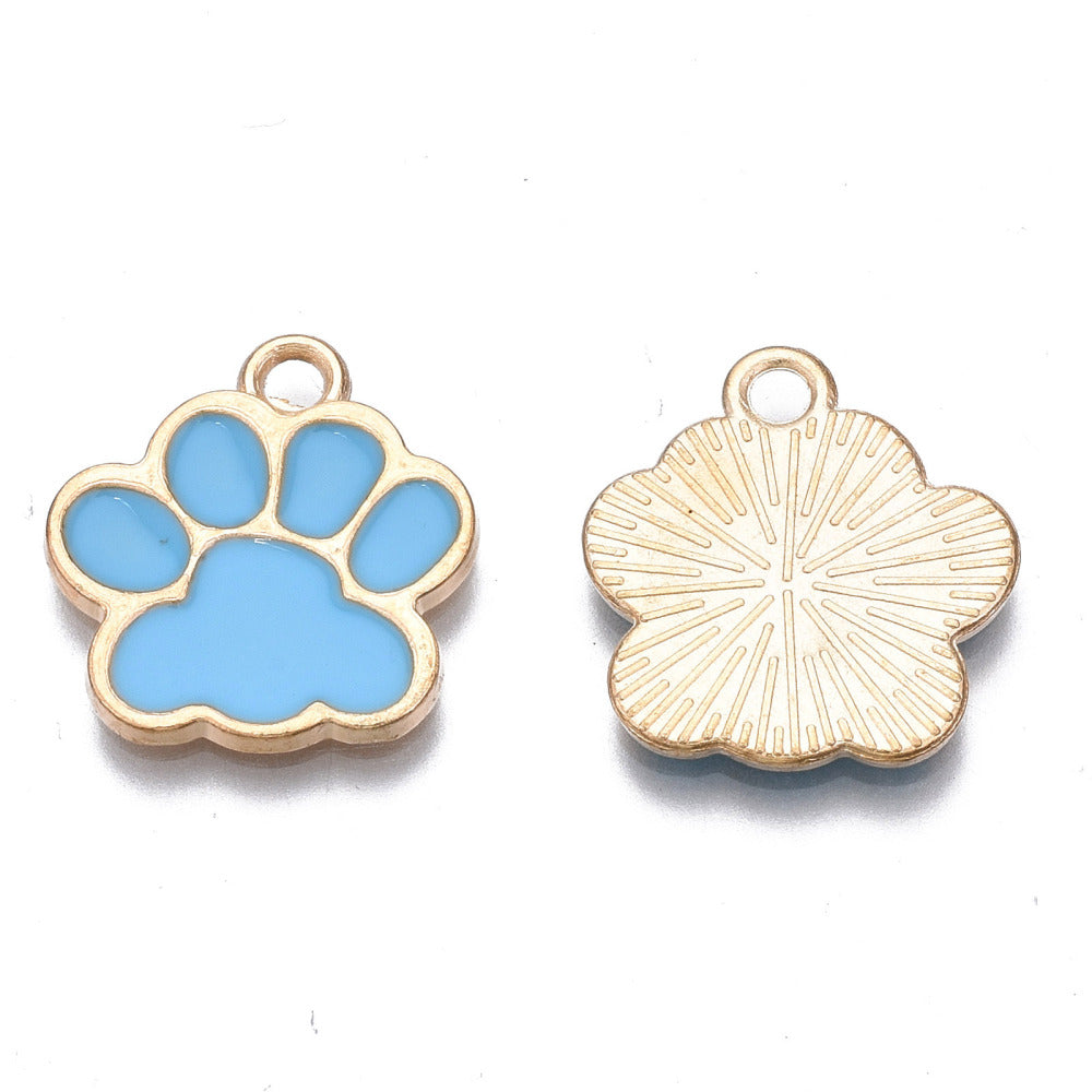 Gold Alloy Colorful Paw Print Charm