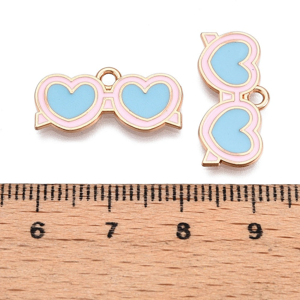 Gold Alloy Heart Sunglasses Charm