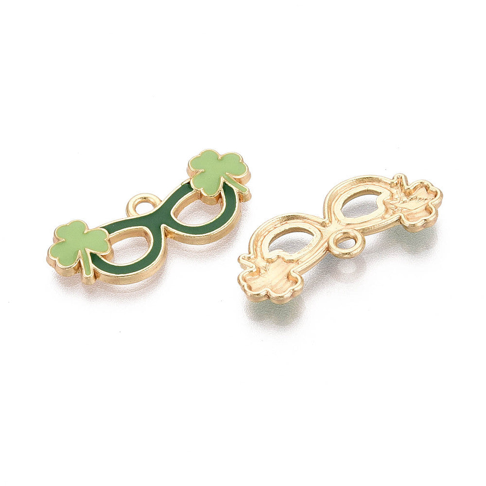 Gold Alloy Shamrock Glasses Charm
