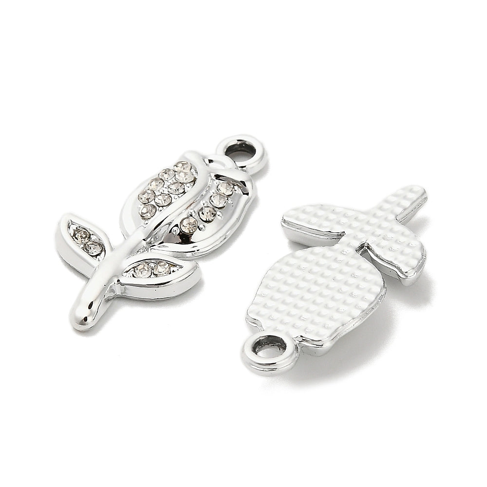 Alloy Rhinestone Rose Charm