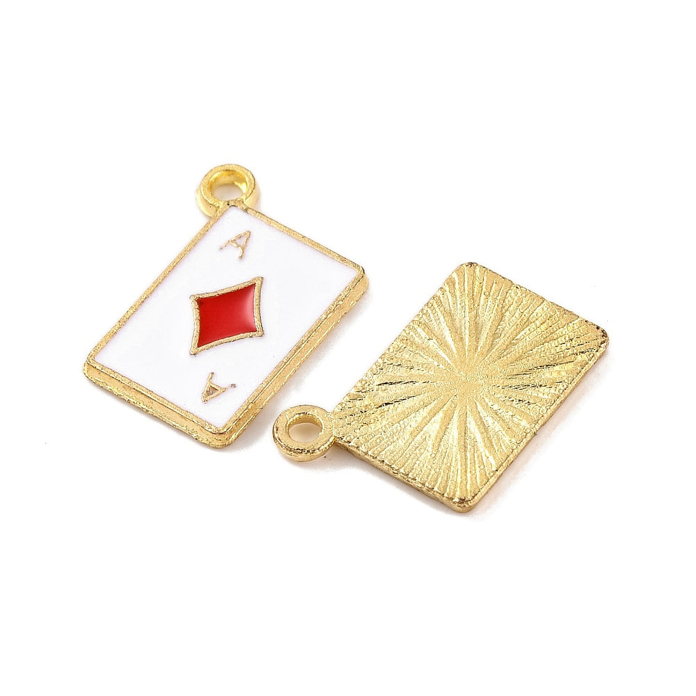 Gold Alloy Poker Card Charm