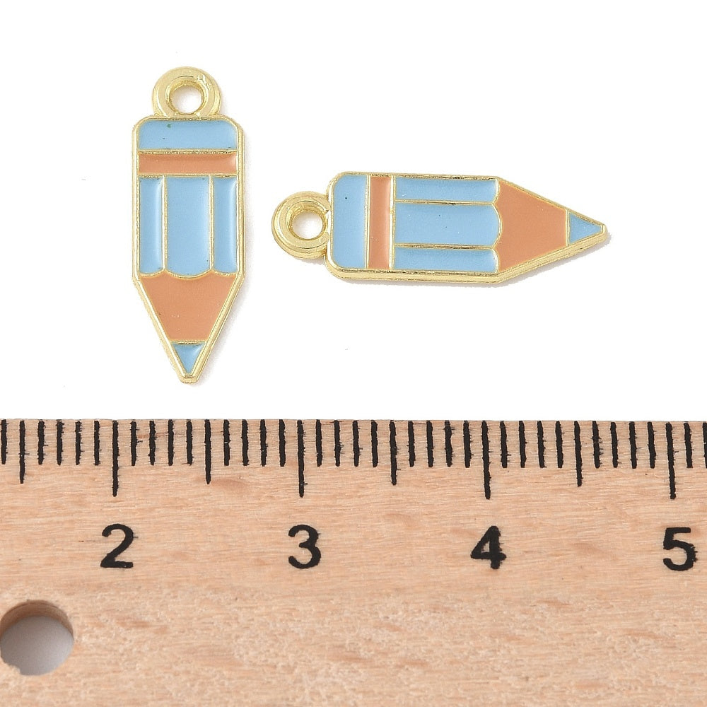 Gold Alloy Blue Pencil Charm