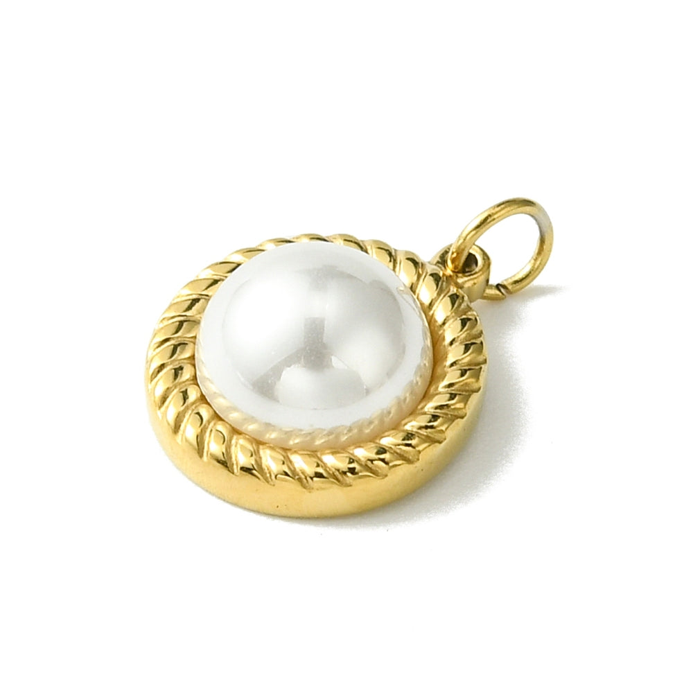 14k Gold Plated Stainless Steel Pearl Shell Charm