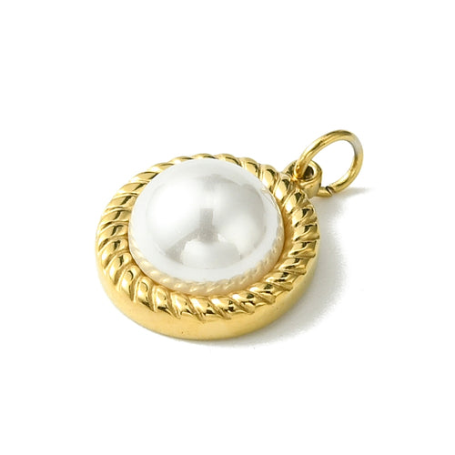 14k Gold Plated Stainless Steel Pearl Shell Charm