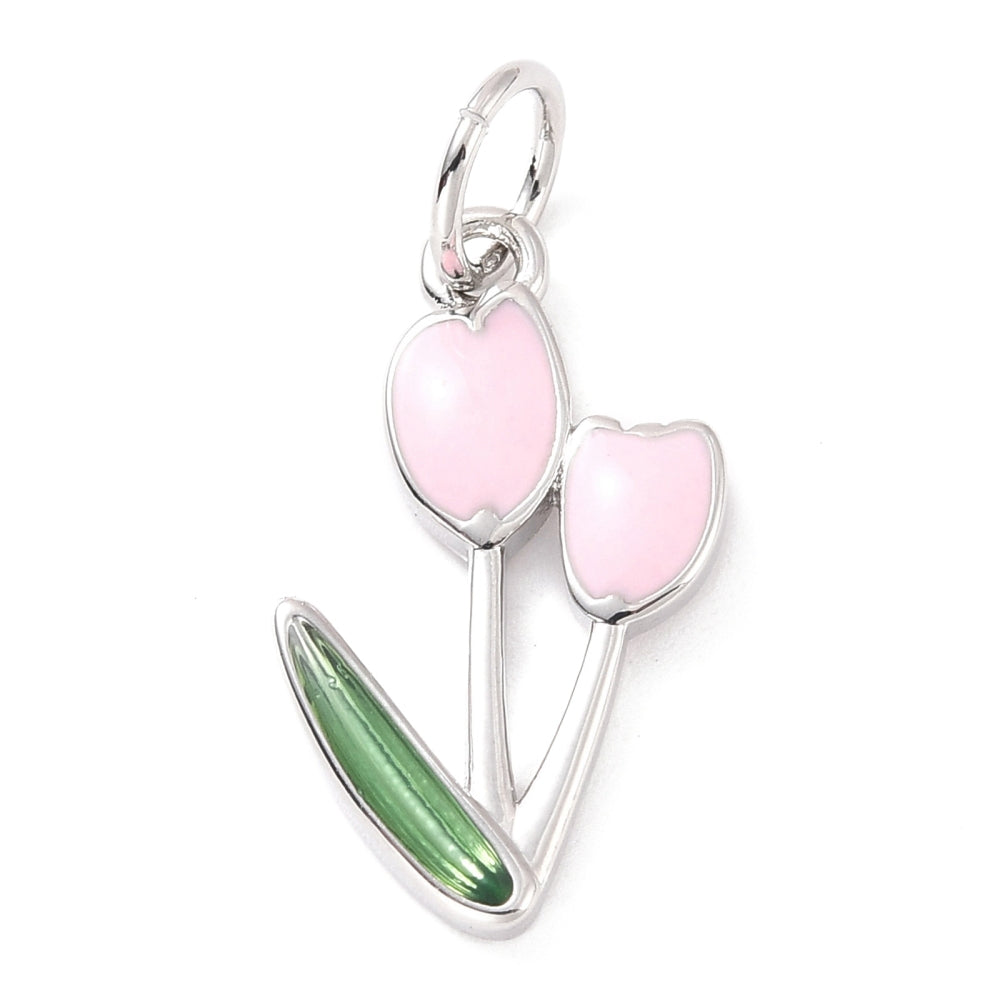 Silver Brass Assorted Tulip Charm