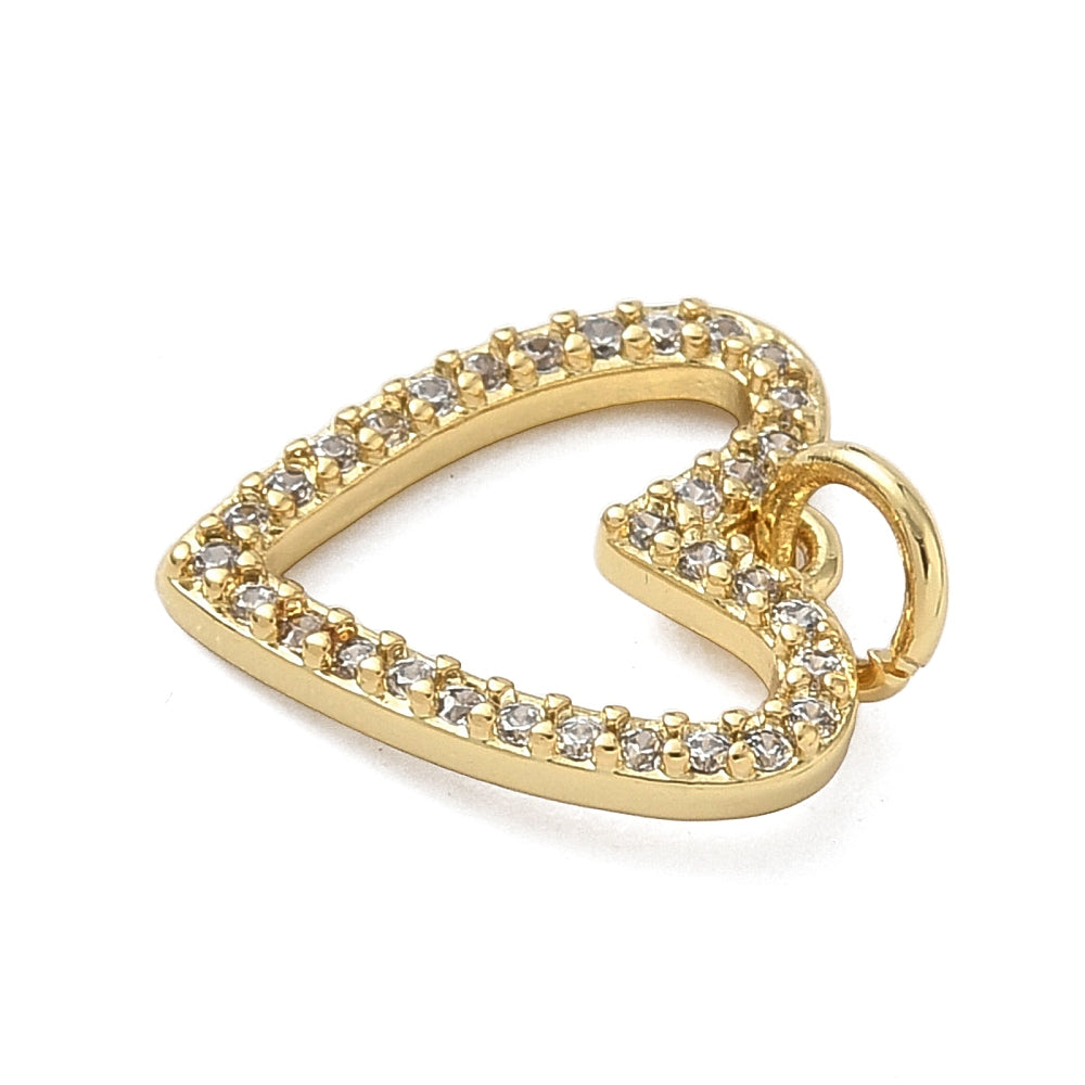 18k Gold Plated Brass Hollow Heart Charm