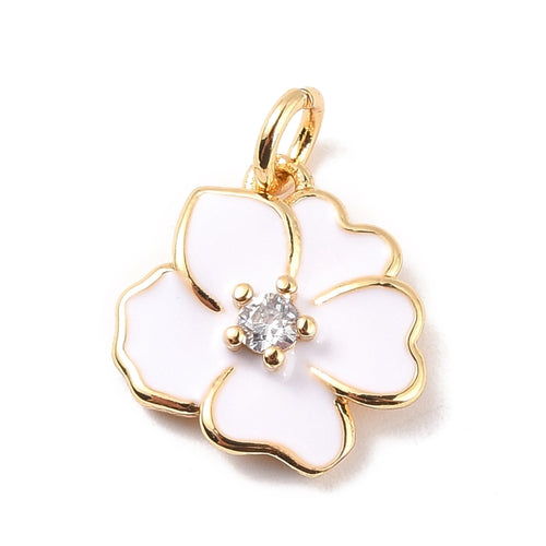 18k Gold Plated Brass Assorted Colorful Flower Charm