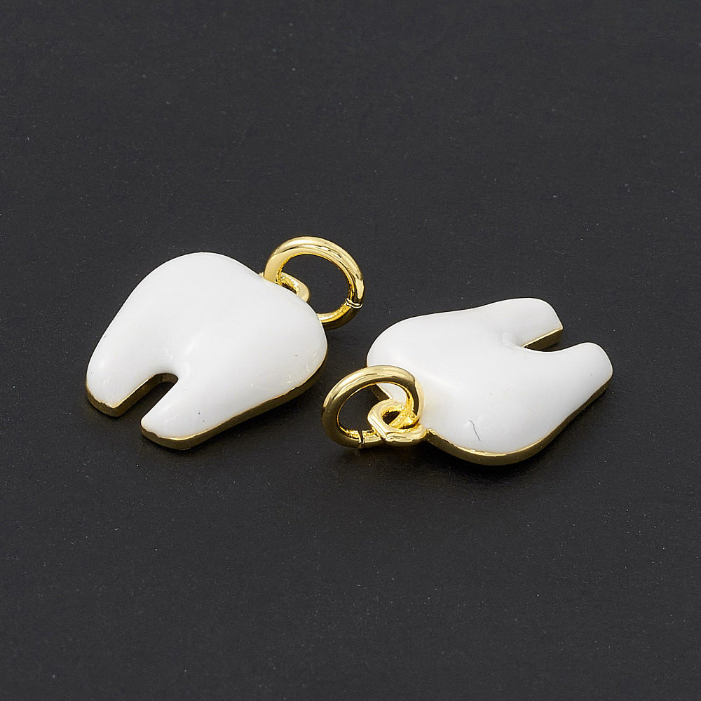 18k Gold Plated Brass Tooth Charm