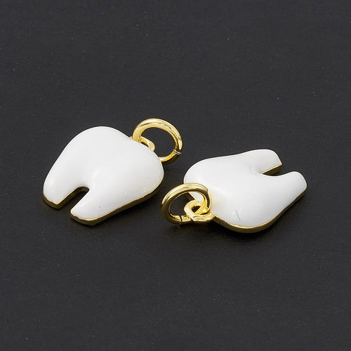 18k Gold Plated Brass Tooth Charm