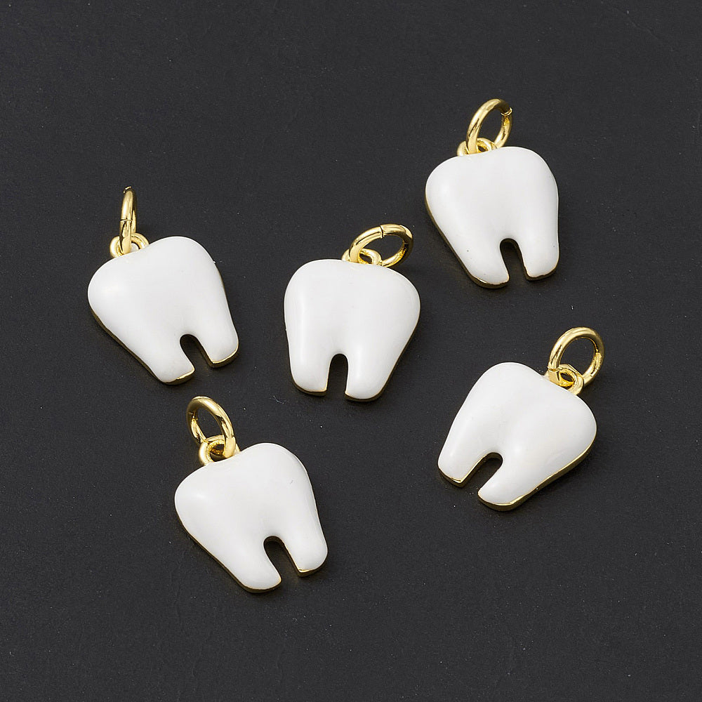 18k Gold Plated Brass Tooth Charm