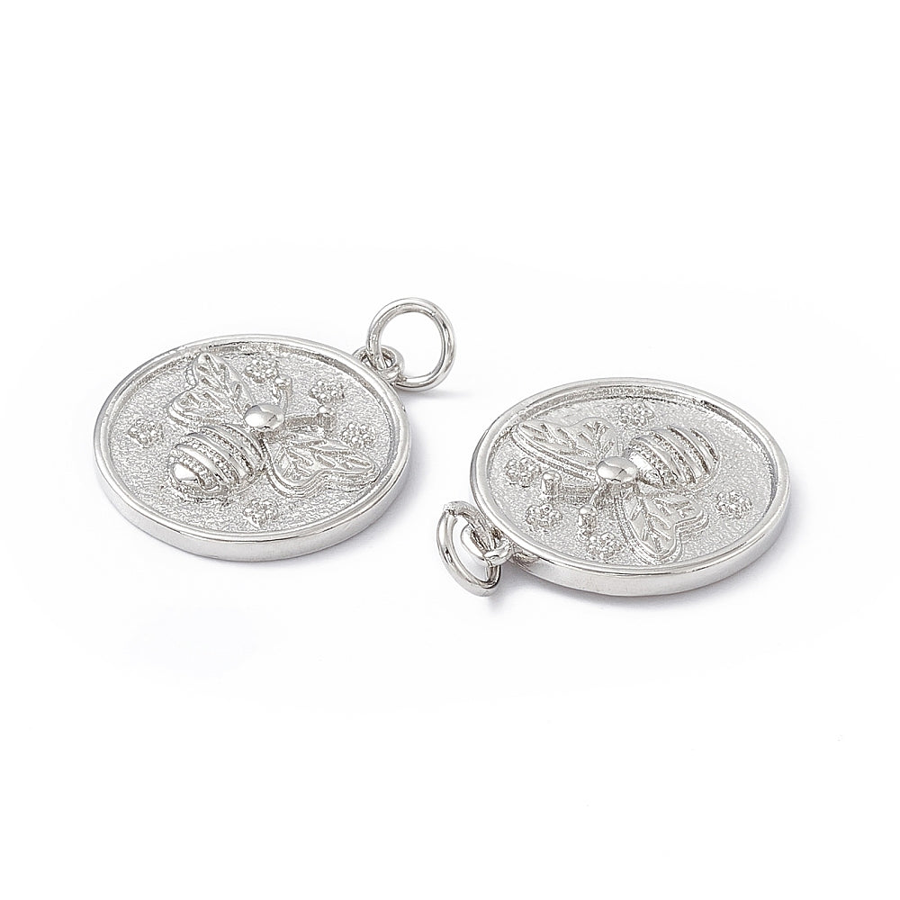 Silver Brass Bee Charm