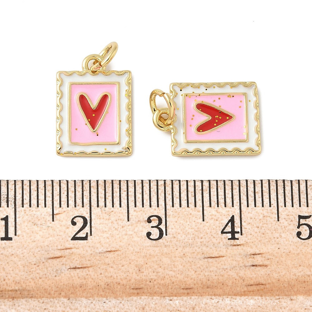18k Gold Plated Brass Heart Stamp Charm
