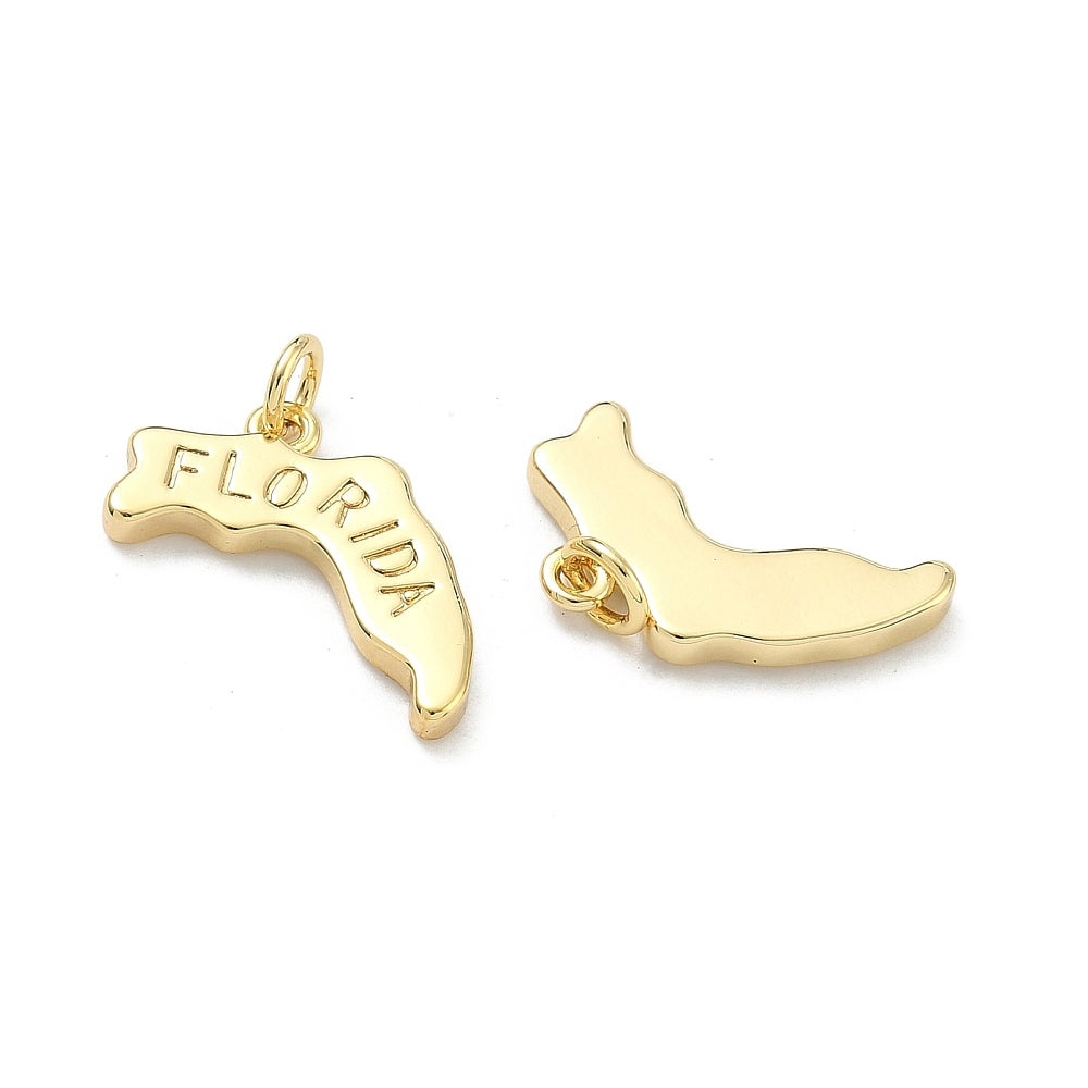 18k Gold Plated Brass Florida Charm