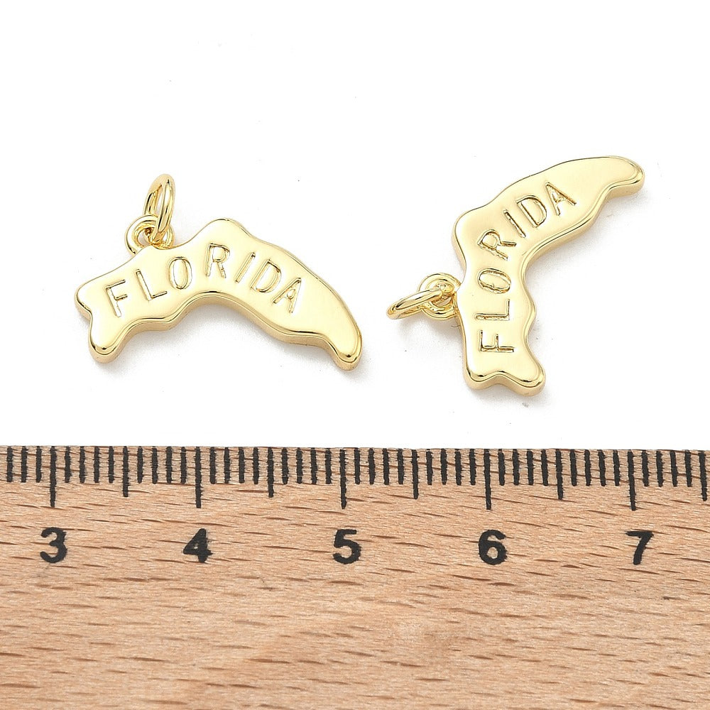 18k Gold Plated Brass Florida Charm