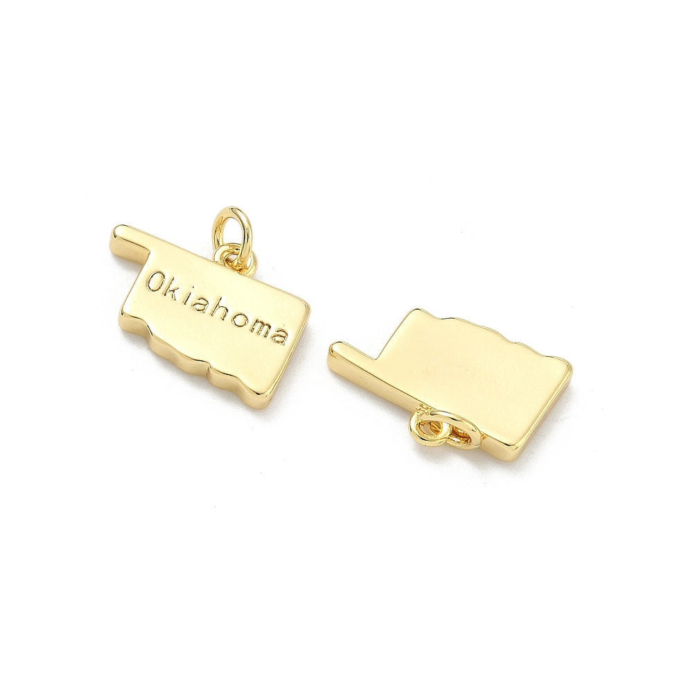18k Gold Plated Brass Oklahoma Charm