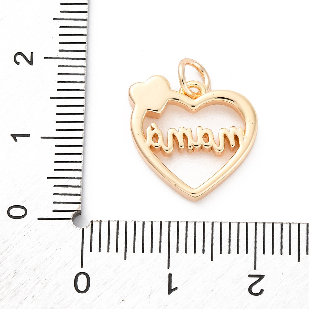 18k Gold Plated Brass Mama Heart Charm