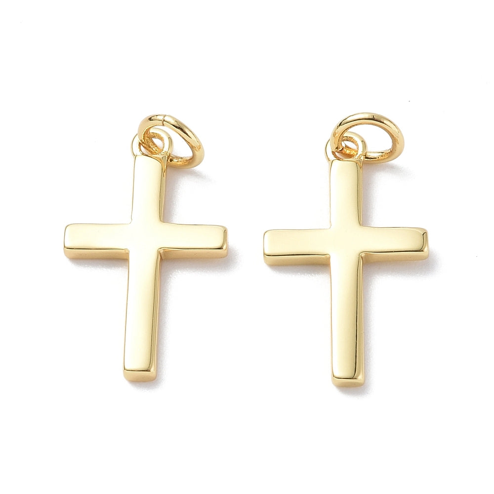 18k Gold Plated Brass Cross Charm