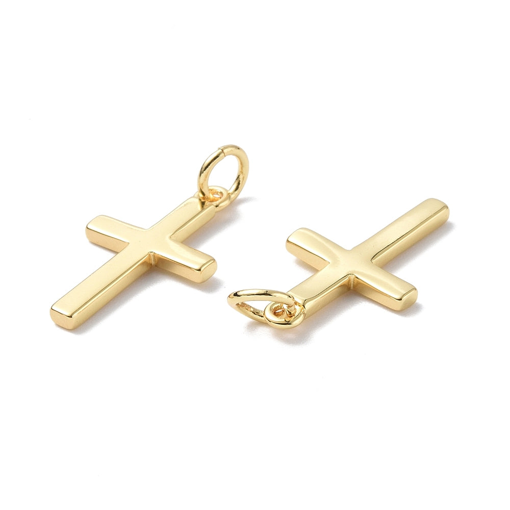 18k Gold Plated Brass Cross Charm