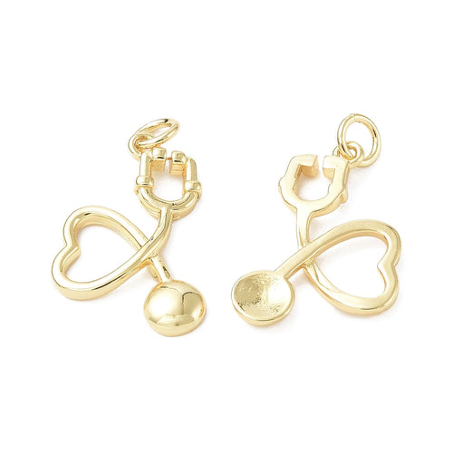 18k Gold Plated Brass Stethoscope Charm