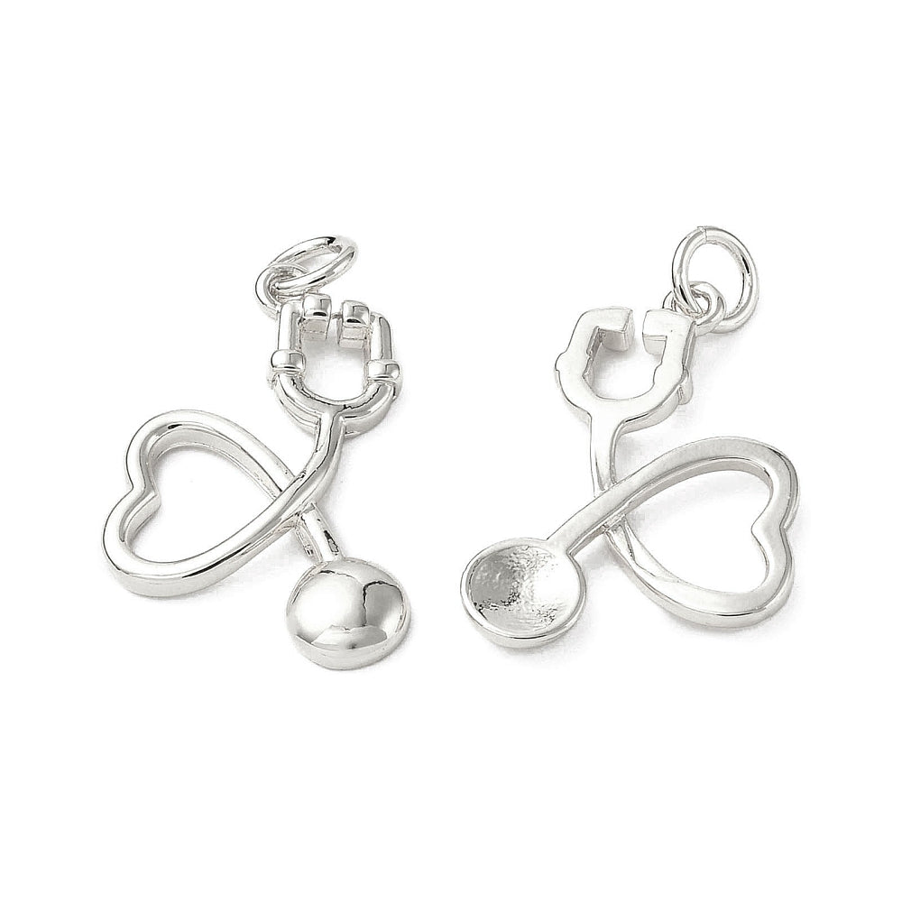 Silver Brass Stethoscope Charm