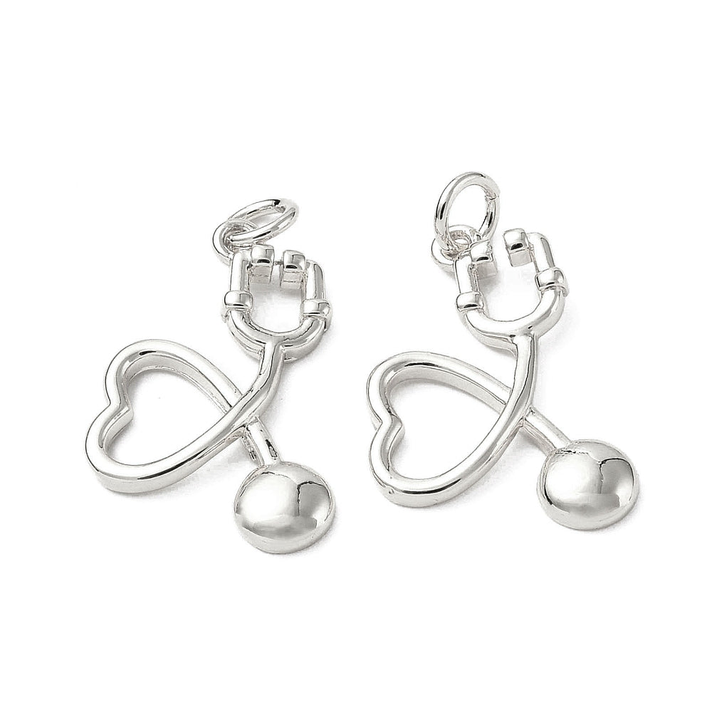 Silver Brass Stethoscope Charm