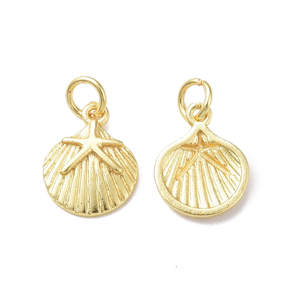 18k Gold Plated Brass Shell Starfish Charm