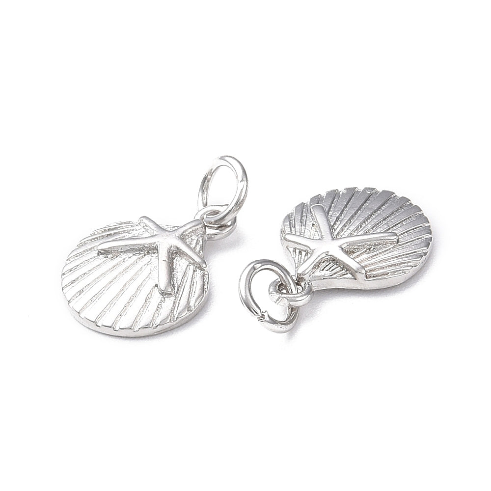 18k Gold Plated Brass Shell Starfish Charm