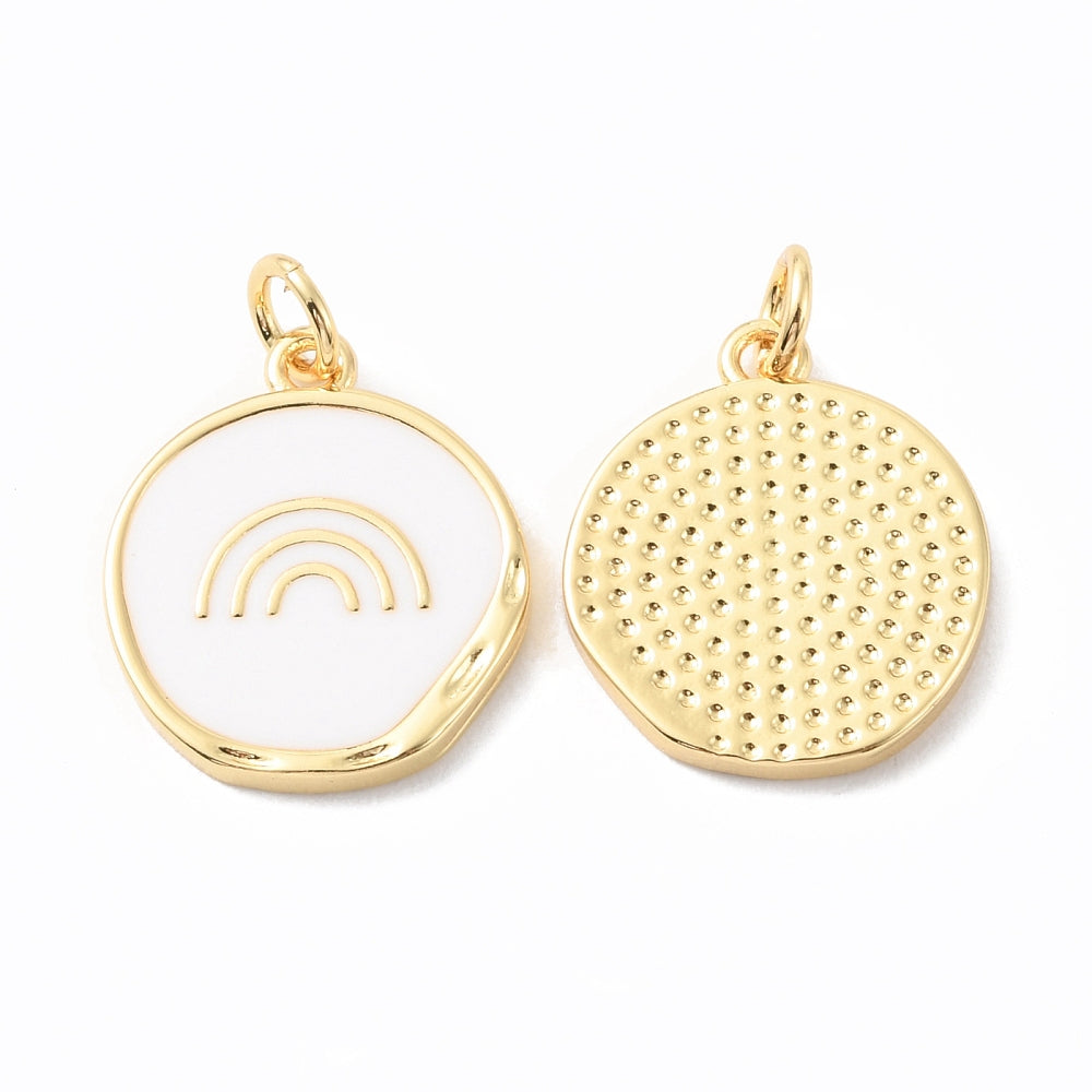 18k Gold Plated Brass Round Rainbow Charm
