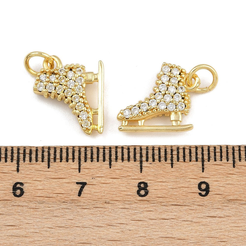 18k Gold Plated Brass Ice Skate Charm