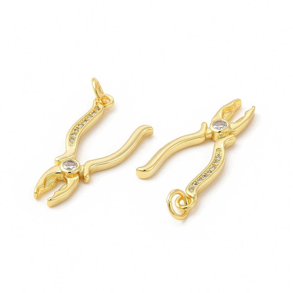 18k Gold Plated Brass Pliers Charm