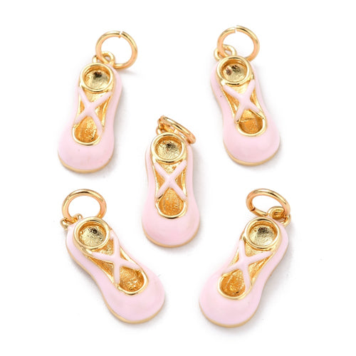 18k Gold Plated Brass Pink Ballet Shoe Charm