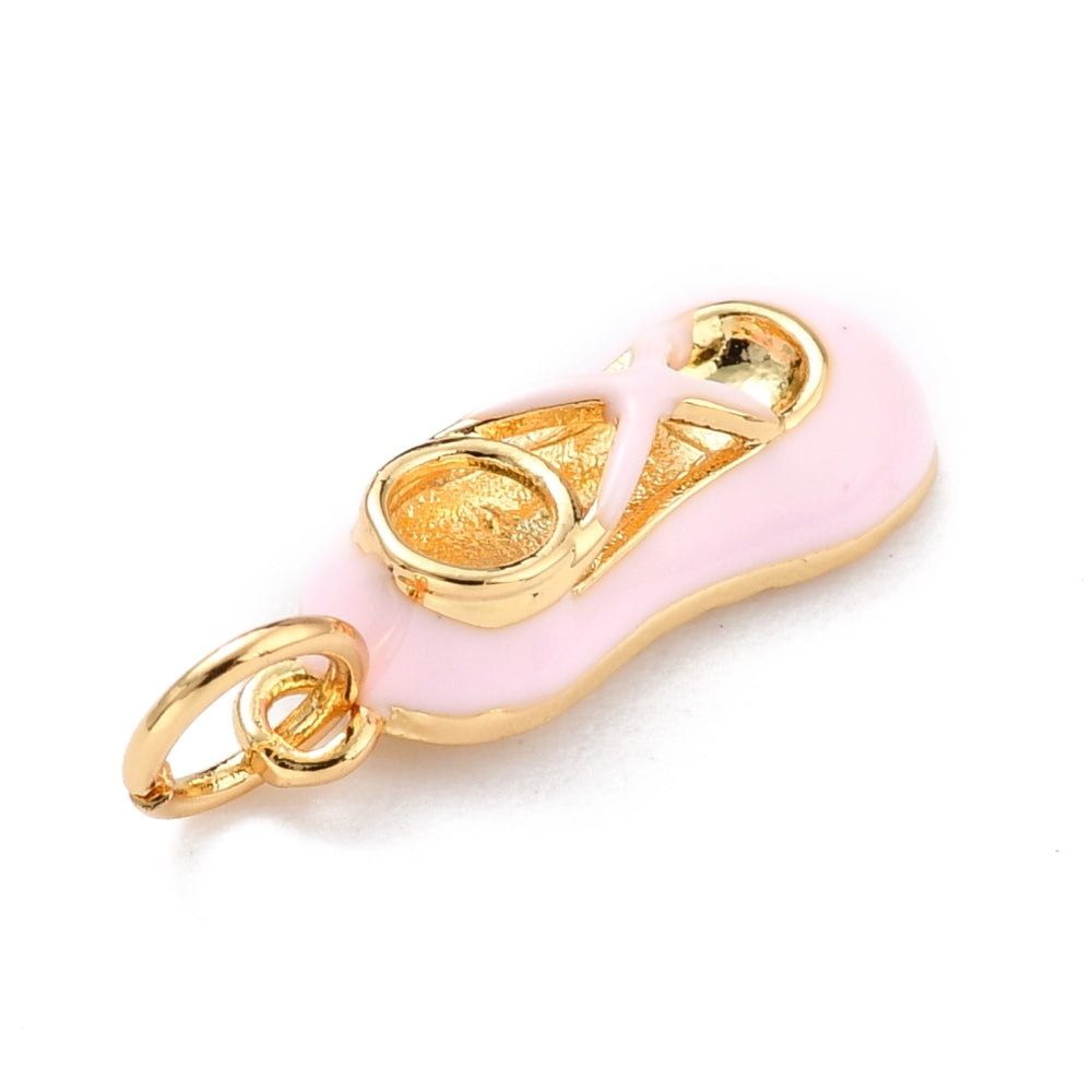18k Gold Plated Brass Pink Ballet Shoe Charm