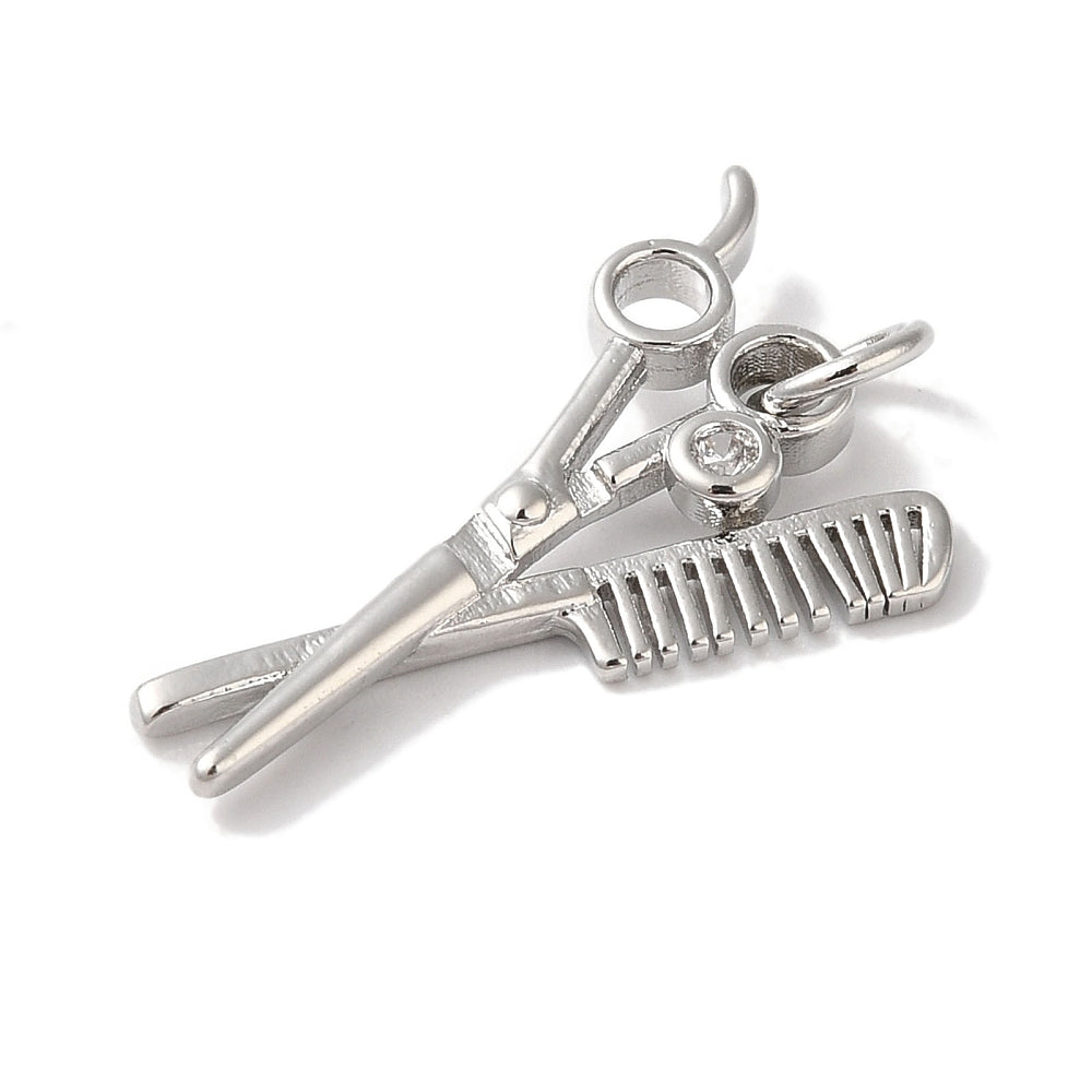 Silver Brass Stylist Tools Charm
