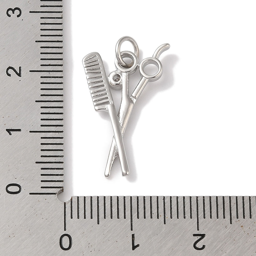 Silver Brass Stylist Tools Charm