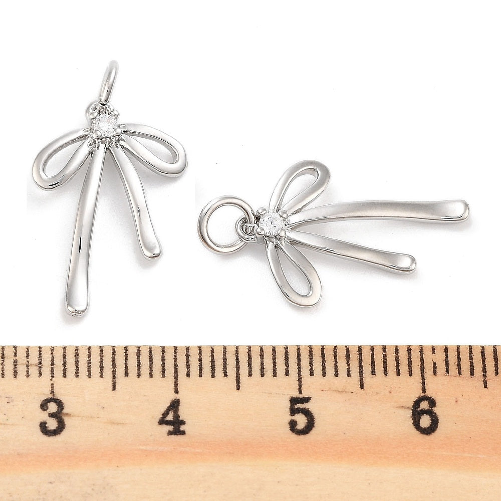 Silver Brass Bow Charm