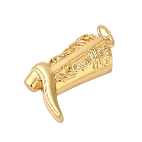 18k Gold Plated Brass Cowboy Boot Charm