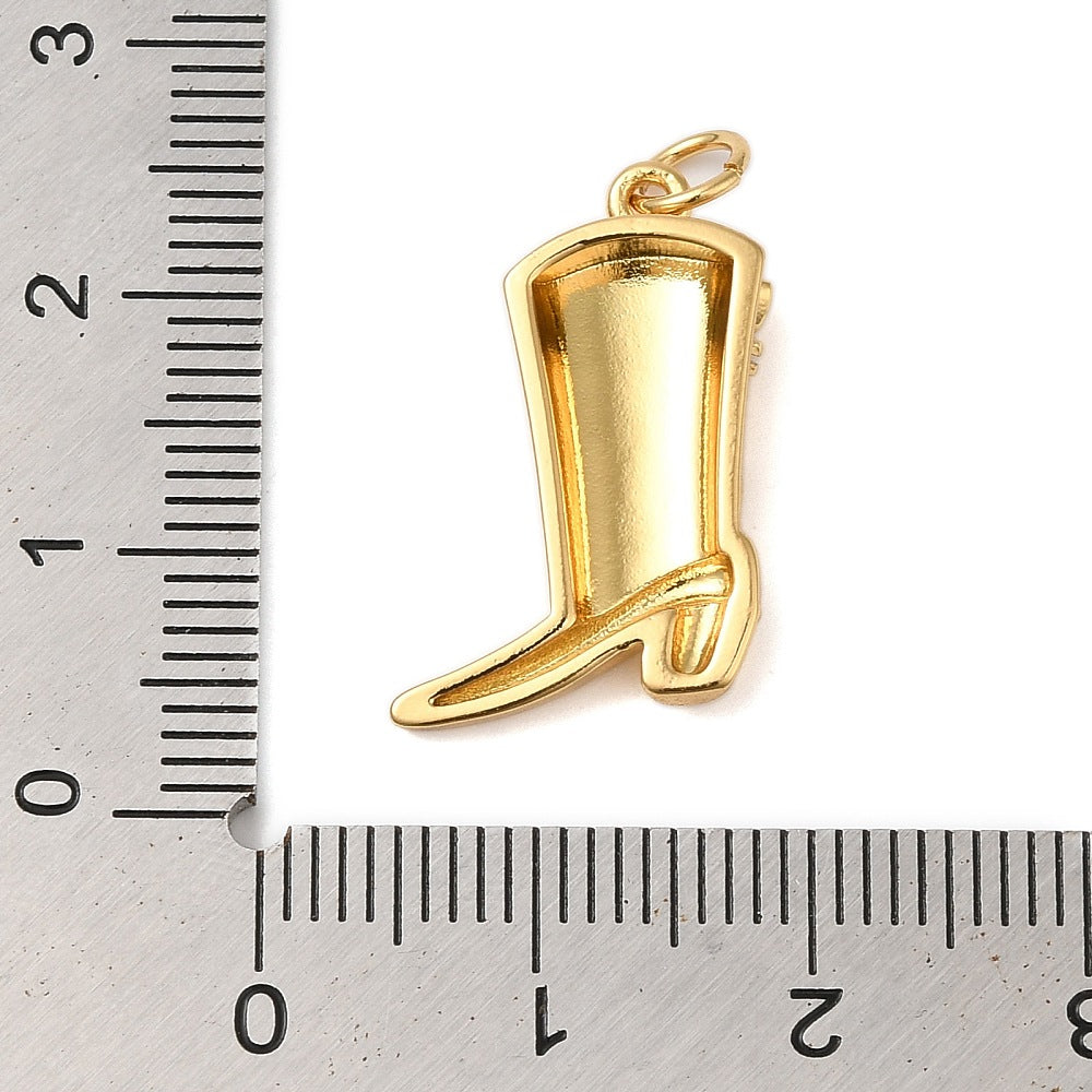 18k Gold Plated Brass Cowboy Boot Charm