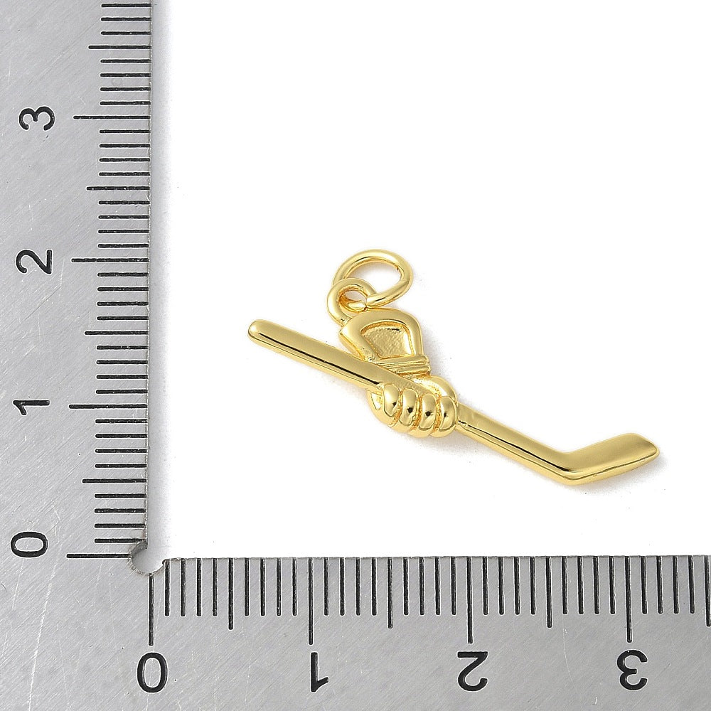 18k Gold Plated Brass Hockey Charm