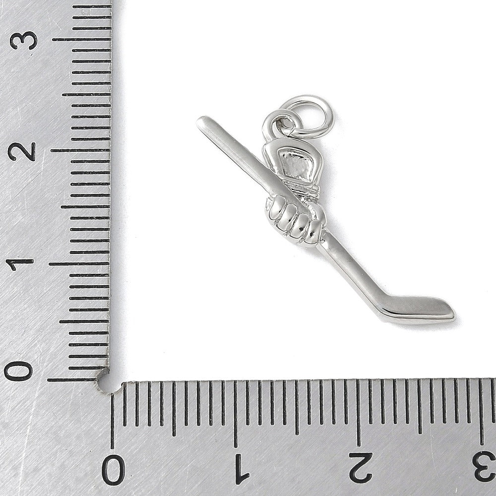 Silver Brass Hockey Charm